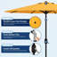 Parasol de marché rond de 9 pi, imperméable et protection contre les rayons UV avec manivelle et inclinaison, jaune-75240180-75240184