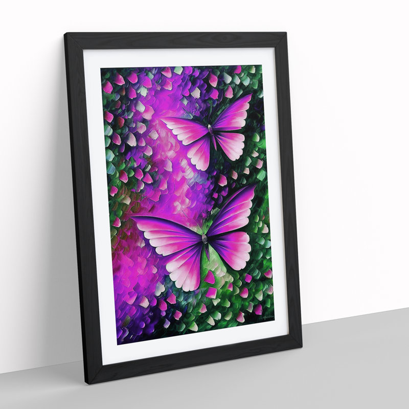XV1022-3392X Pair Of Butterflies No.3 - Print, Black Framed, 64cm H x 46cm W x 2cm D, Black Framed