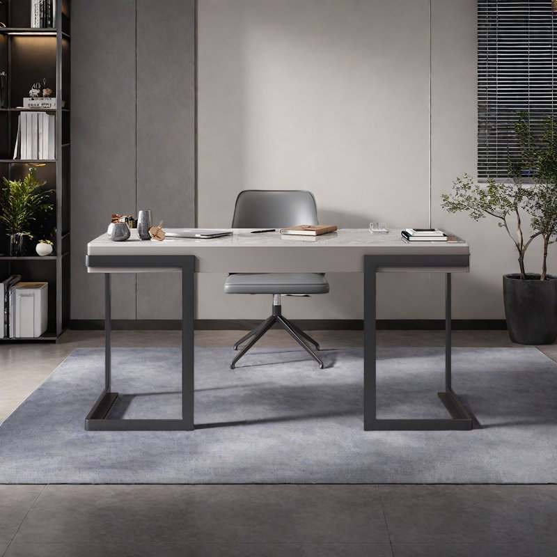 Bureau italien en pierre frittée minimaliste italien, H 29,5 po x l 63 po x P 23,6 po
