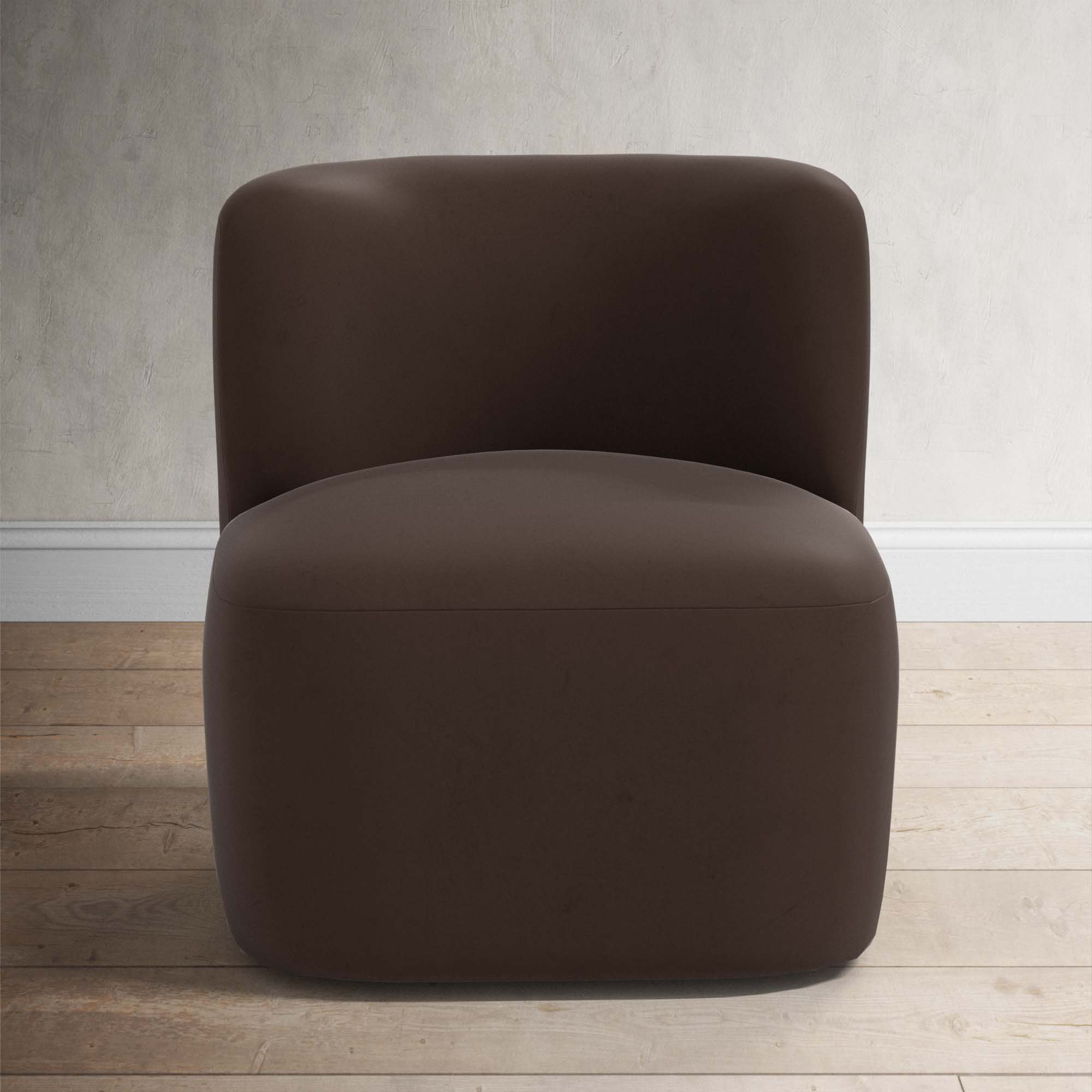 Mariza Upholstered Swivel Accent Chair, Classic Chocolate Velvet