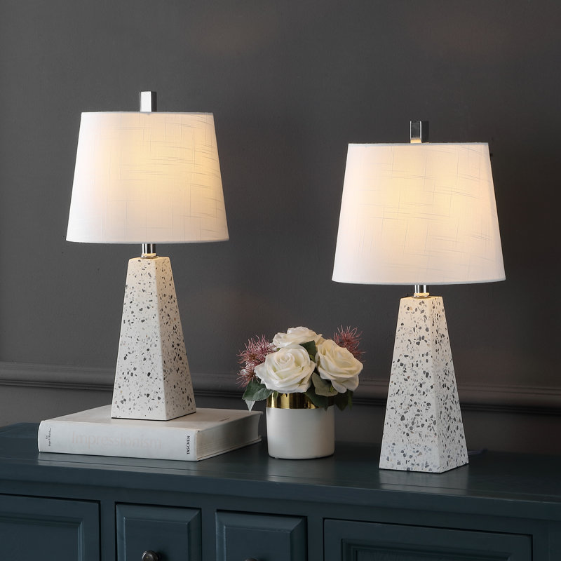 Lampe de table en résine Jiliana, Blanc Terrazzo