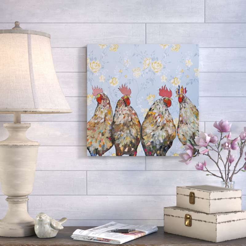 «Roosters», reproduction sur toile tendue, H 16 po x l 16 po
