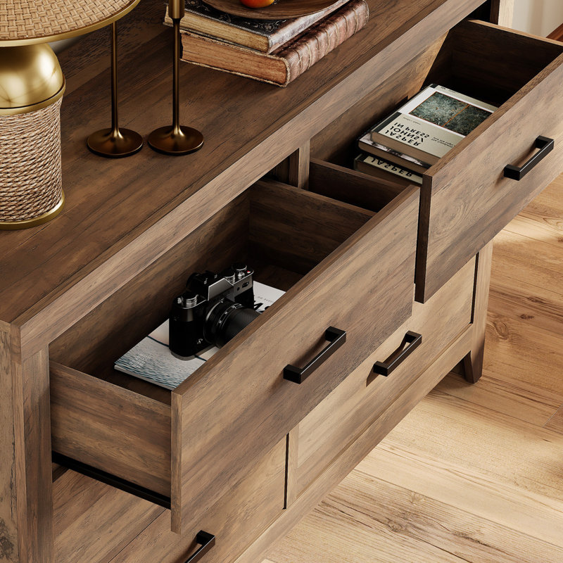 Commode 53 po à 6 tiroirs de 53 po avec beaucoup d'espace de rangement