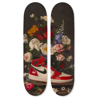 «Urban Inspired Skateboard», ensemble d'art mural en acrylique par Notoriart, 2 panneaux, 8 x 32, bouquet moderne