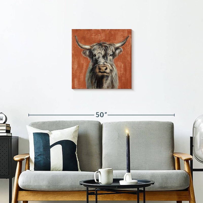 Brampt Highland Cow sur terre cuite, H 20 po x l 20 po