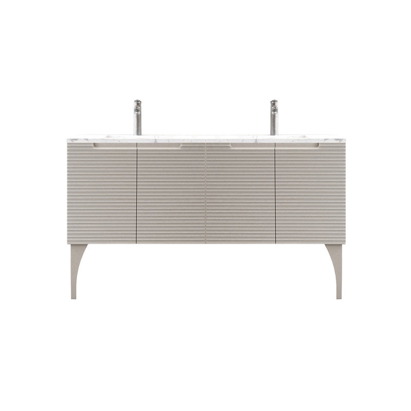 Ensemble de meuble-lavabo double 64 po Ariyannah, Coton