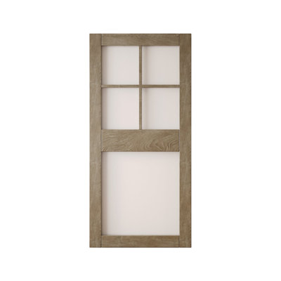 36x84 Classic Gray Color 5-Lite Frosted Glass Design Finished Unassembled Solid Wood Sliding Barn Door Only