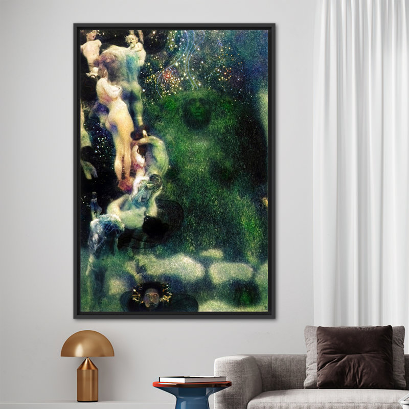 Gustav Klimt, art nouveau sur toile, impression sur toile, H 16 po x l 12 po, Reproduction encadrée sans passe-partout, Noir