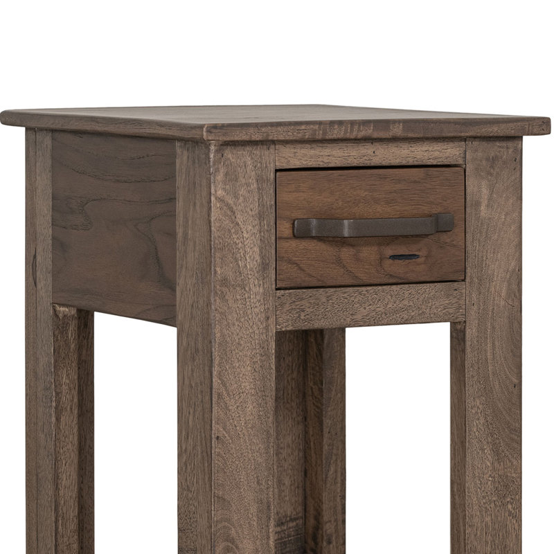Table de chevet Tacey, 1 tiroir, 1 tablette, bois brun arachide, 18 po