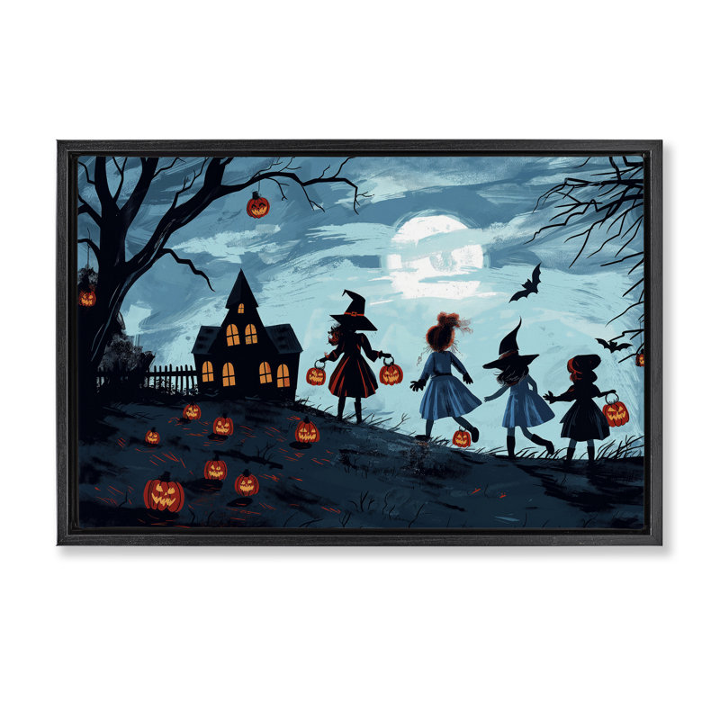 Cadre flottant Witch Trick Or Traiter, design par Wumples, Cadre flottant noir de jais, H 17 po x l 25 po