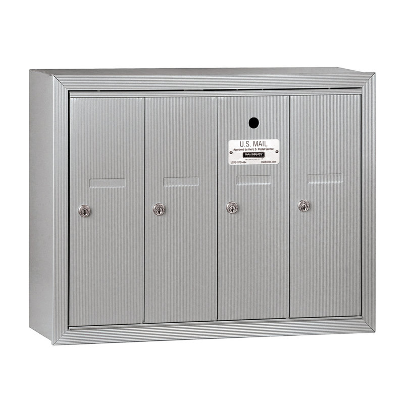 Aluminum 4-Door Wall Mount Lockable Mailbox