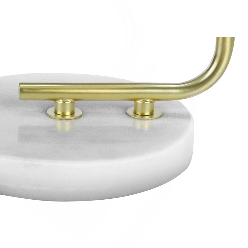 Lighting, H 20 po, lampe de table, marbre blanc, abat-jour ivoire / crème, contemporain