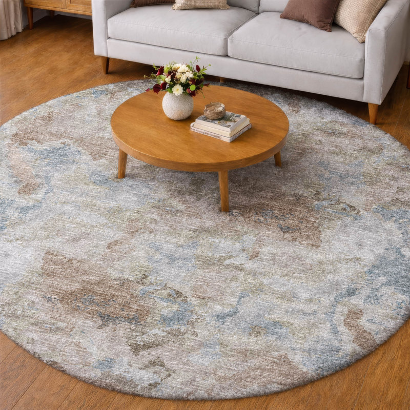Premium Machine Washable Dream Shag ADS67 Soft Abstract Rug, 8' Round, Moody