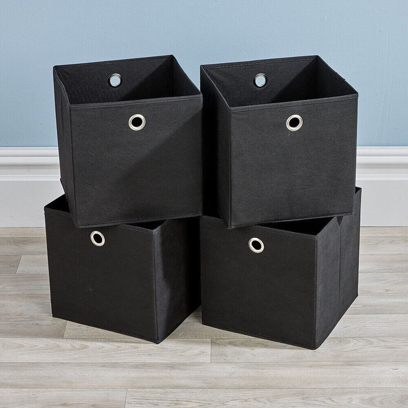 Fabric Storage Cube Organiser Box, Black