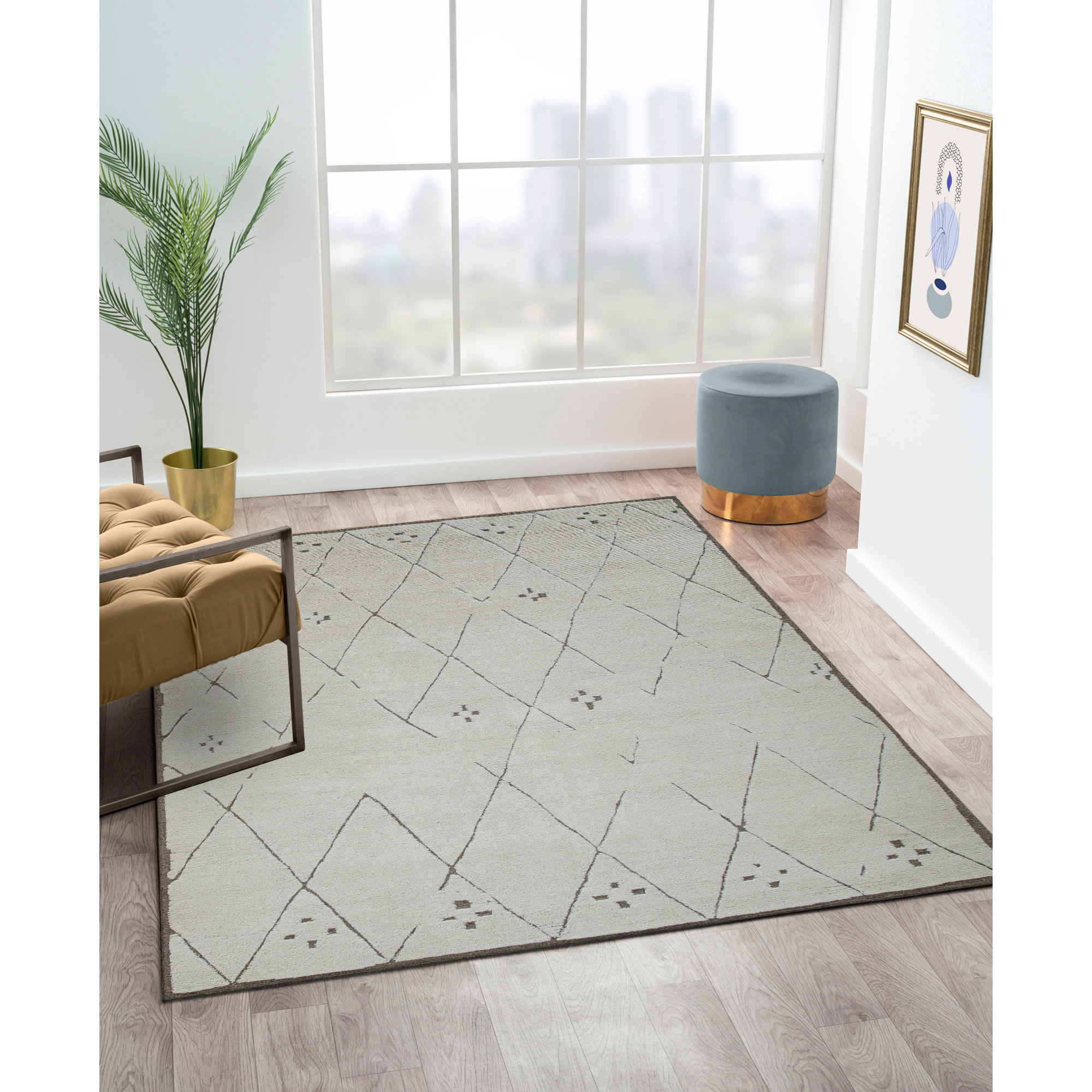 Carolan Hand Tufted Wool Rug, Rectangle 5' x 8'