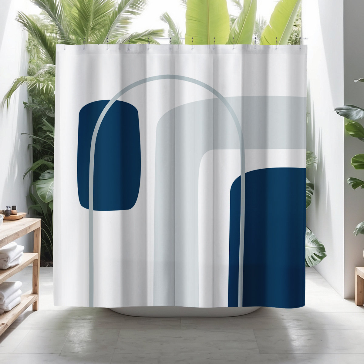 Hagan Polyester Shower Curtain, Gray