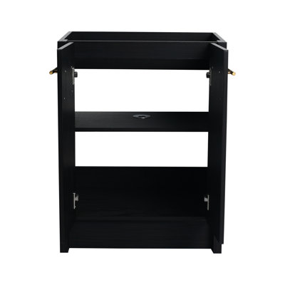 24 Inch Freestanding Bathroom Vanity - Black Chestnut For Upgrade With Practical Handles