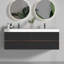 Meuble-lavabo mural 60 po avec lavabo à surface solide et tiroirs Huettl
