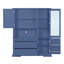 Buffet de cuisine traditionnel autoportant avec huche, grande armoire de rangement, tablettes réglables et tiroirs, bleu-65818677