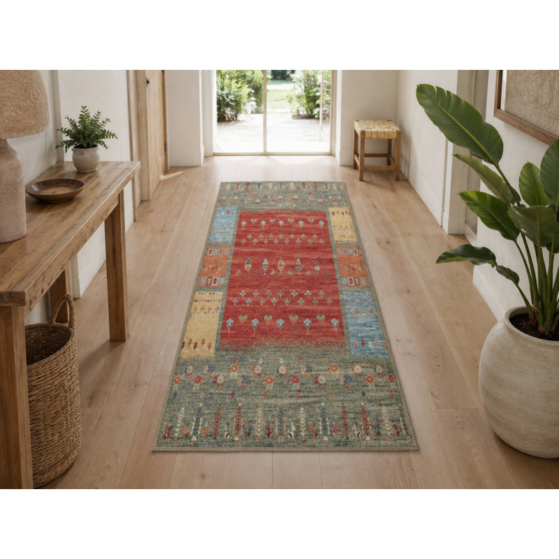 Geometric Creative Woven Floor Rug In Red Tone, Round 3'4"