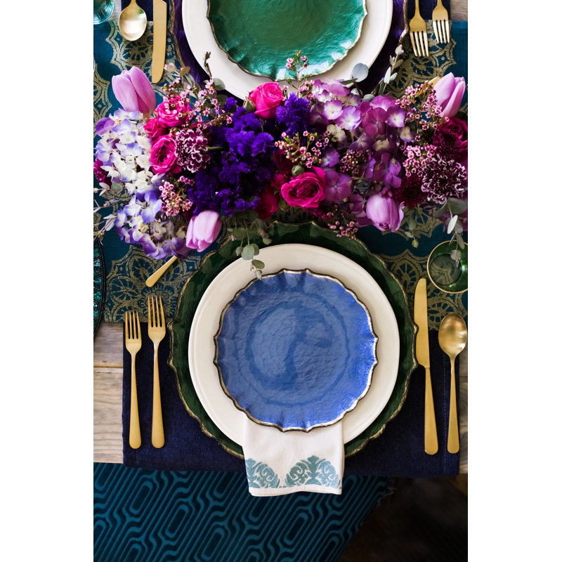Baroque Glass Salad/Dessert Plate, White