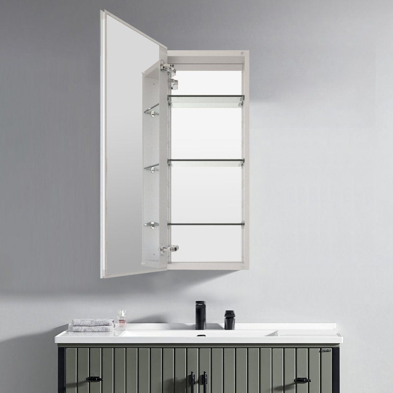 Armoire à pharmacie en aluminium Adine, H 36 po x l 15 po x P 3,75 po, Chrome satiné
