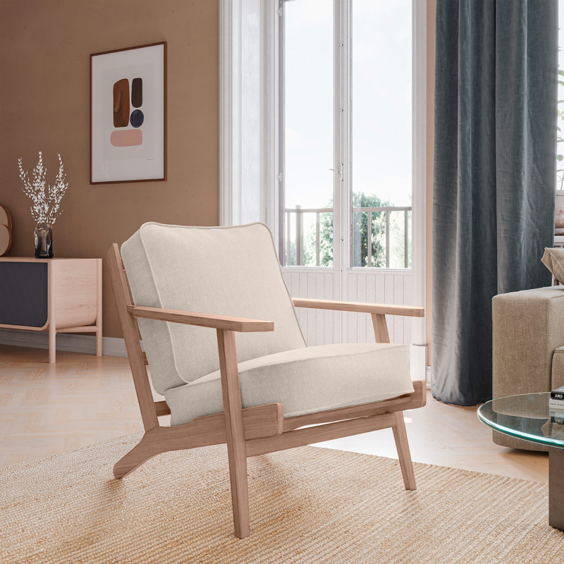 Dez 28.35" W Linen Armchair Upholstered, Natural