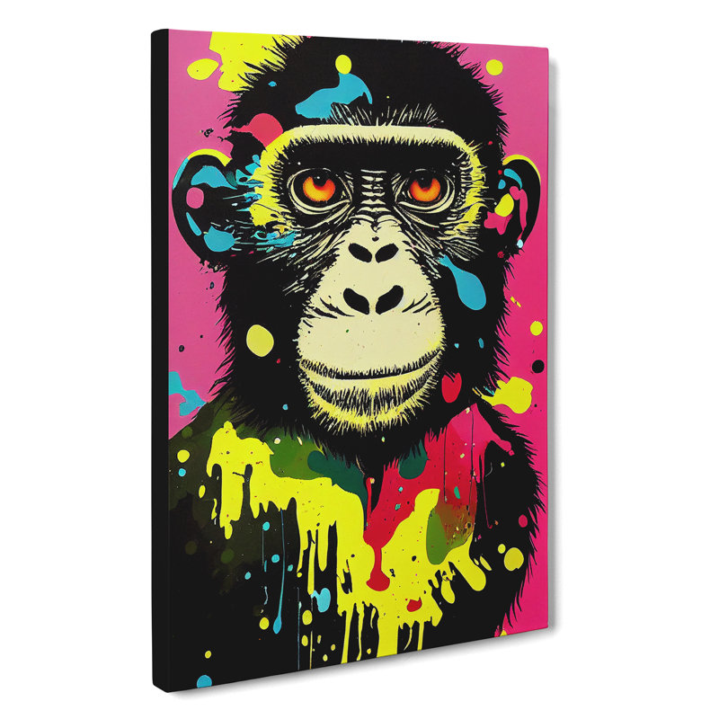 Paint Splash Monkey No.2 - Wall Art, 50cm H x 35cm W x 3cm D, Wrapped Canvas