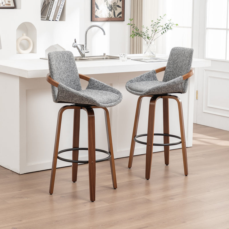 Swivel Upholstered Counter Stool, Counter Stool (63.5cm Seat Height), Light Grey