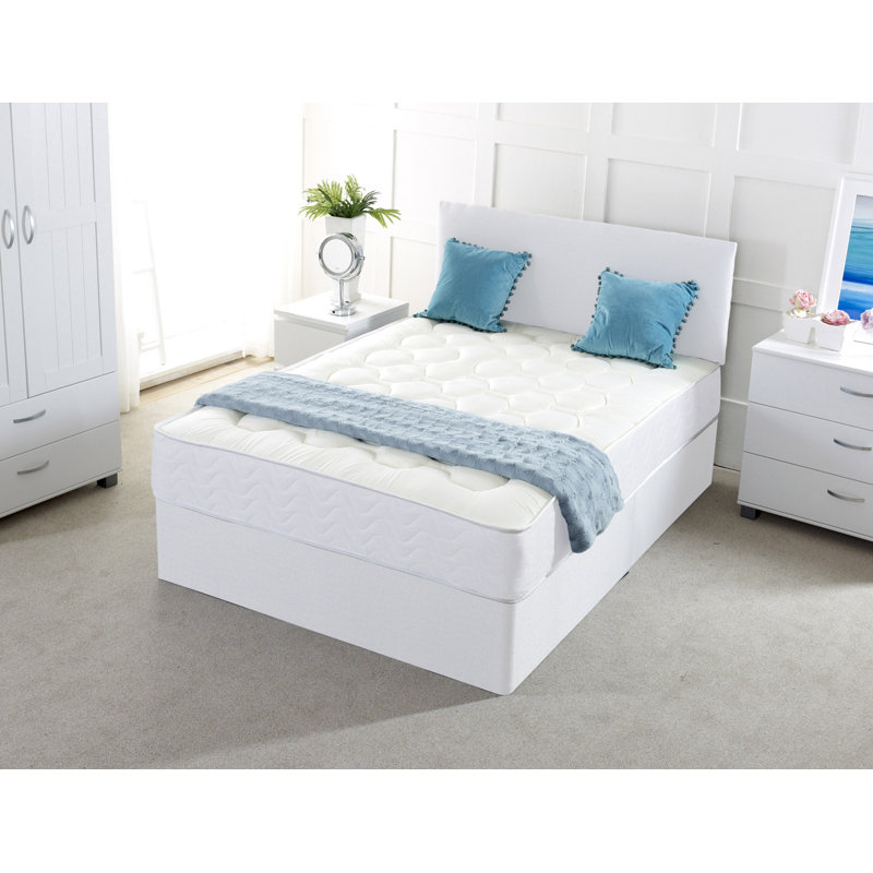 Barris Pocketsprung Divan Bed Set, Small Single (2'6), No Drawer, White