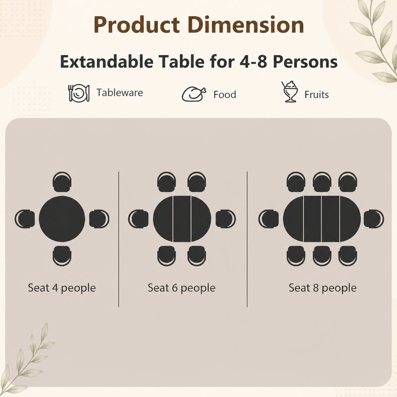 Extendable with Iron Base Dining Table