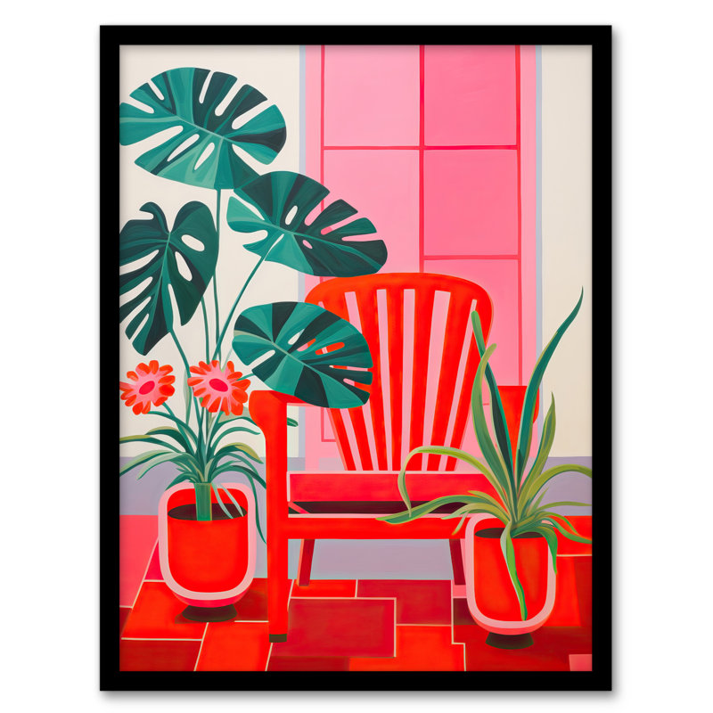 Hothouse Flowers Bright Red Pink Plants - Single Picture Frame Print
