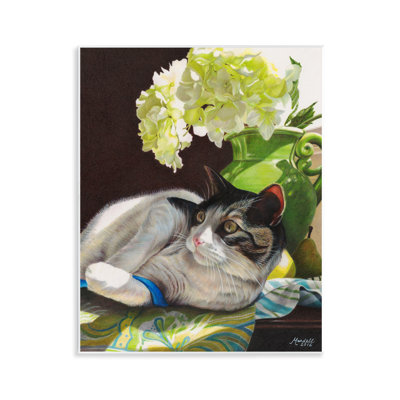 Chat et ruban bleu, art mural par Mardell Schuster
