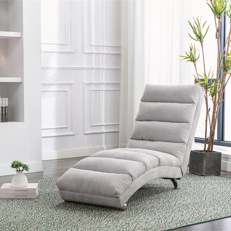 Chaise longue rembourrée, Gris clair