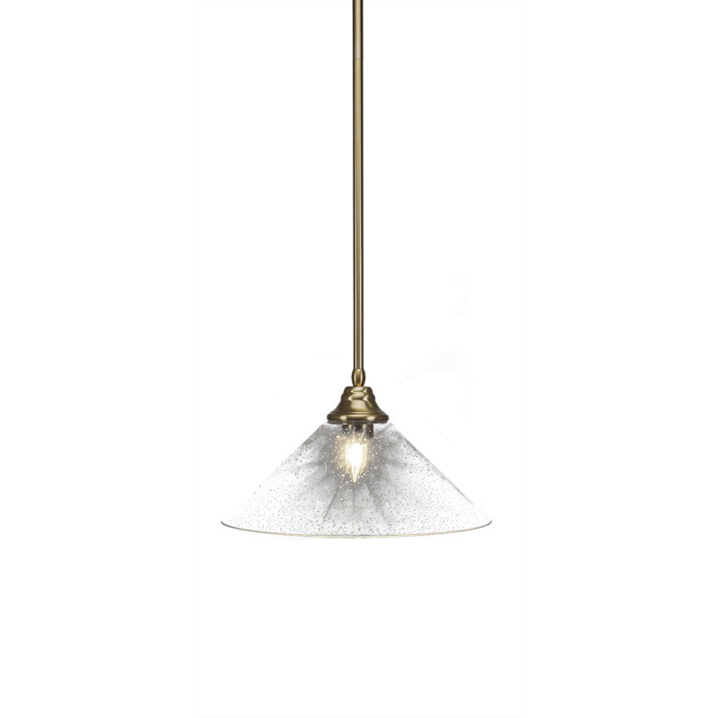 Mini-luminaire suspendu suspendu avec tige en verre transparent, Laiton New Age, H 9 po x l 16 po x P 16 po
