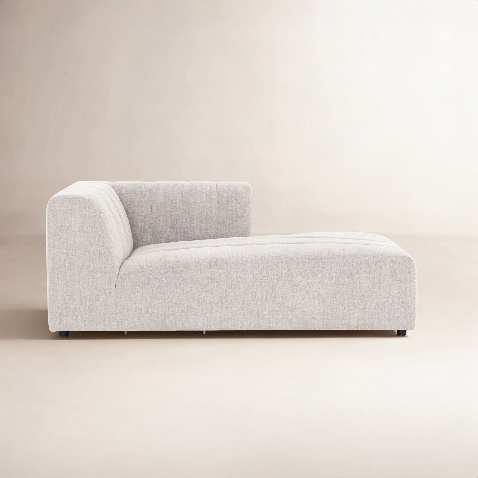 Bowry Channeled Chaise Lounge, Light Gray Napa Sandstone, Right Hand Facing