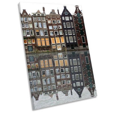 Amsterdam Canals City Picture - Wrapped Canvas Print