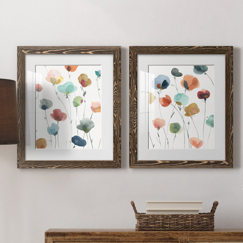 «Lollipop Garden I», ensemble de 2 impressions, Impression encadrée avec passe-partout, H 20 po x l 17 po, Érable