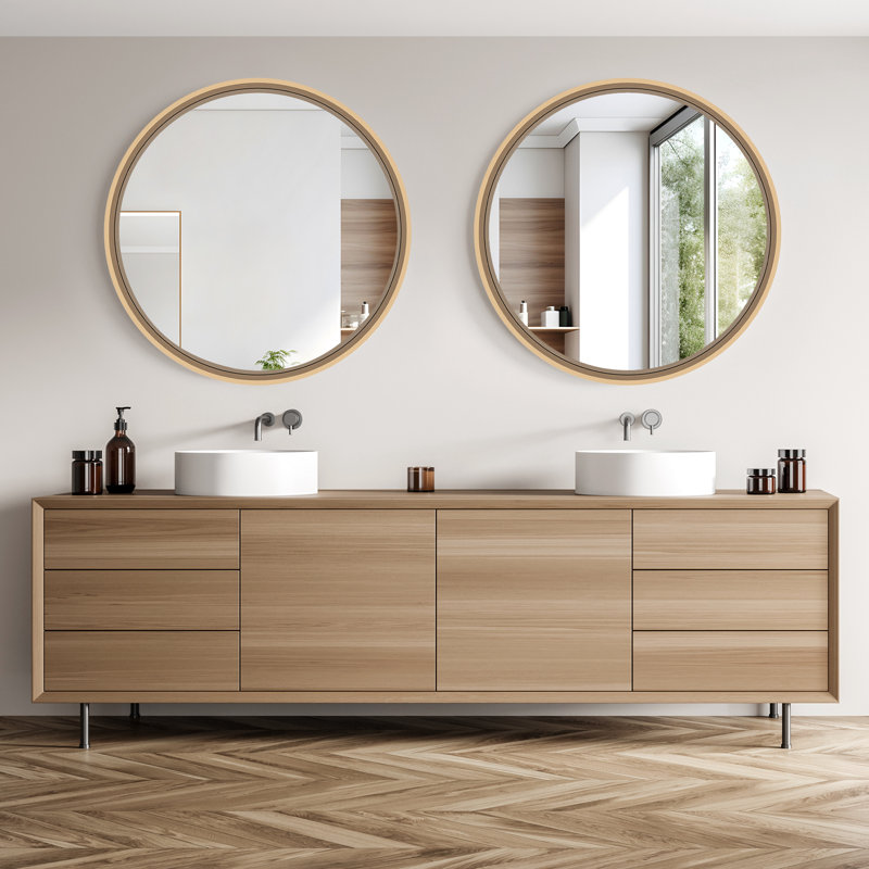 Karrina Round Mirror, Natural Wood, 32" x 32"