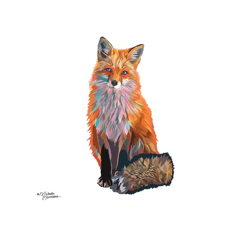 Fox by Michele Norman - Wrapped Canvas Painting, 30.48cm H x 30.48cm W x 1.91cm D