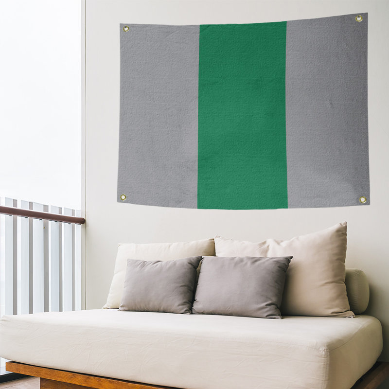 Tapisserie de polyester Vancouver, Gris froid / vert / gris froid, H 50 po x l 59 po x P 1 po