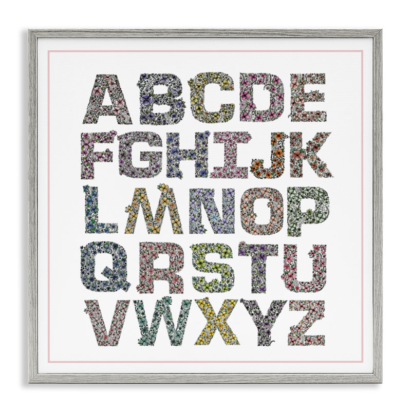 Giclée encadrée alphabet détaillée, par Jennifer Stith, Estampe numérique Farmhouse, H 12 po x l 12 po