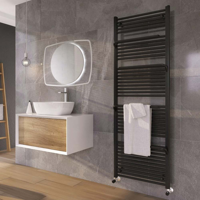 Joule Straight Towel Rail Heated Towel Rails, Anthracite, 1800mm H x 600mm W