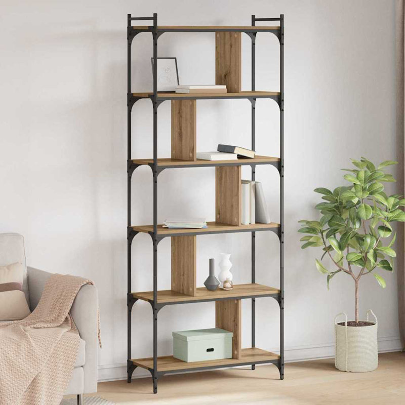 Bookcase Office Tier Book Shelf Rack Storage Cabinet Engineered Wood, Artisan Oak