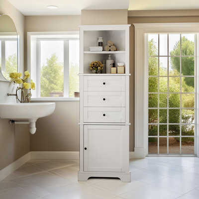 Armoire de rangement en coin avec 3 tiroirs et tablettes réglables?