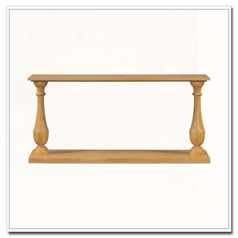 63"Long Console Table with Open Shefl Storage, Natural Wood