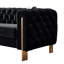 Salon en velours, l 84,25 po, avec pieds dorés et coussins amovibles, structure en bois massif capitonné noir moderne, l 84,25 po-1127235090