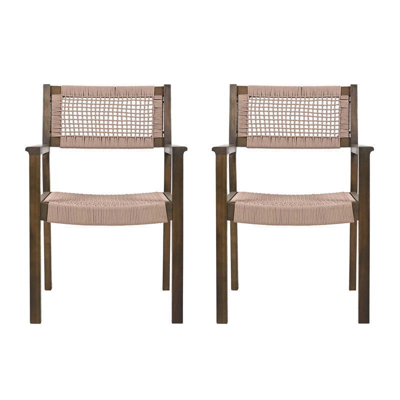 CHAISE DE SALLE À TIRER TRESSÉE (ENSEMBLE DE 2), Gris, Brun
