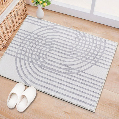 Veliz Machine Washable Geometric Performance Gray/Ivory Area Rug