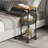 Modern 3 Tier End Table Rack Side Table Cart With 360 Rolling Wheels & Drawer